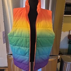 Colorful Rainbow Puffer Vest